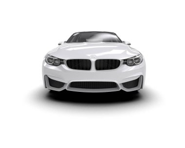 Modern araba beyaz arka planda izole edilmiş. 3d illüstrasyon. 