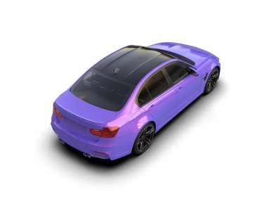 Mor araba arka planda izole edilmiş. 3 Boyutlu Hazırlama