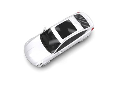 Siyah çatılı beyaz araba. 3 Boyutlu Hazırlama.