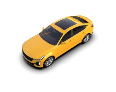 Beyaz arka planda sarı modern iş arabası