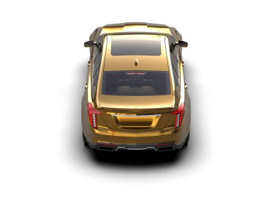 Beyaz arka planda yansıması olan modern lüks bir araba. 3d oluşturma.