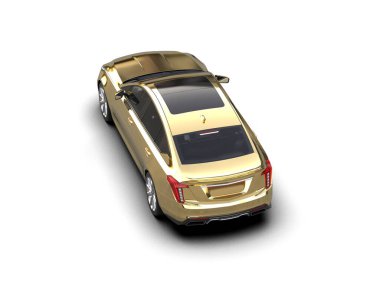 Beyaz arka planda izole edilmiş lüks sarı araba..