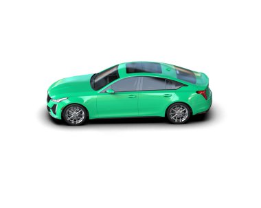 Yeşil spor araba. 3d oluşturma