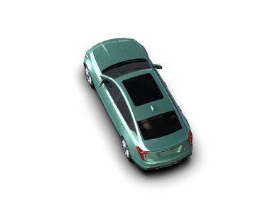 Yeşil lüks araba. Beyaz arka planda bir araba. 3 Boyutlu Hazırlama