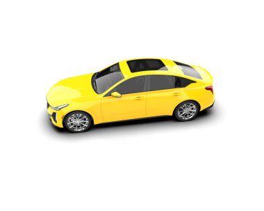 Araç sarısı 3D görüntüleme beyaz arkaplan üzerinde izole