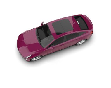 Beyaz arka planda modern bir araba. 3d oluşturma.