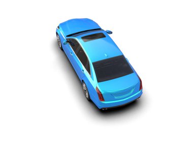 Tasarım için boş ekranı olan mavi araba