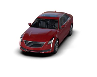 kırmızı modern araba beyaz arka planda izole edildi - 3 boyutlu görüntüleme