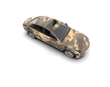 Modern araba beyaz arka planda izole edilmiş. 3d illüstrasyon. 