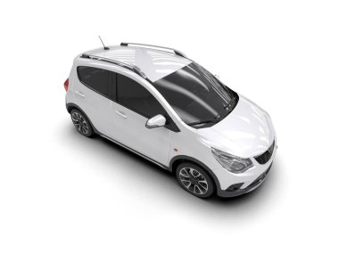 Modern araba beyaz arka planda izole edilmiş. 3d illüstrasyon. 