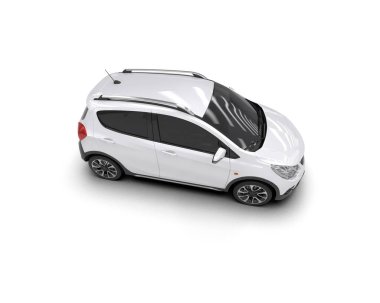 Modern araba beyaz arka planda izole edilmiş. 3d illüstrasyon. 