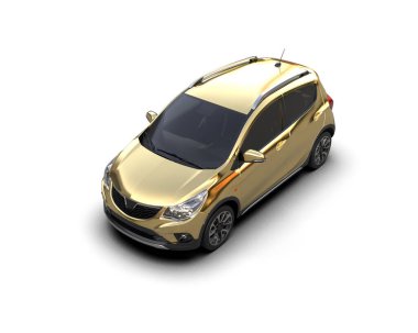 Modern araba beyaz arka planda izole edilmiş. 3d illüstrasyon. 