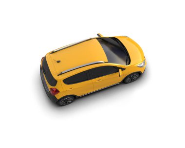 Modern araba beyaz arka planda izole edilmiş. 3d illüstrasyon. 