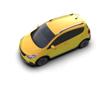 Modern araba beyaz arka planda izole edilmiş. 3d illüstrasyon. 