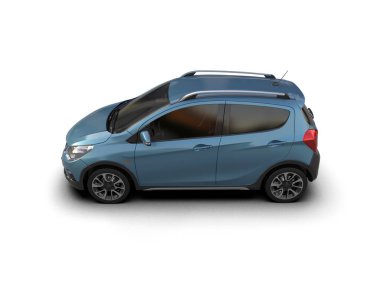 Modern araba beyaz arka planda izole edilmiş. 3d illüstrasyon. 