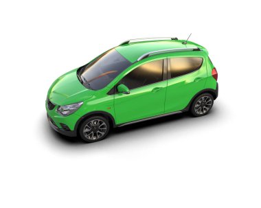 Modern araba beyaz arka planda izole edilmiş. 3d illüstrasyon. 