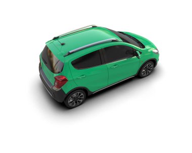 Modern araba beyaz arka planda izole edilmiş. 3d illüstrasyon. 