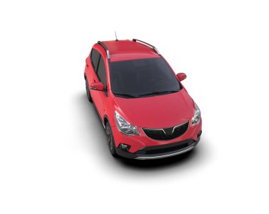 Modern araba beyaz arka planda izole edilmiş. 3d illüstrasyon. 