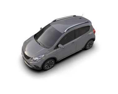 Modern araba beyaz arka planda izole edilmiş. 3d illüstrasyon. 