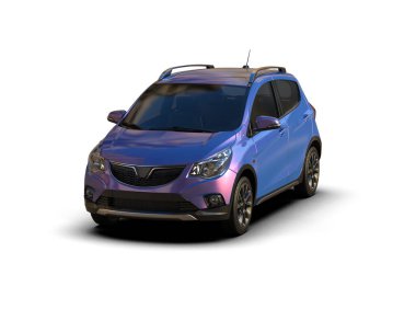 Modern araba beyaz arka planda izole edilmiş. 3d illüstrasyon. 