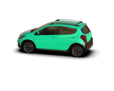 Modern araba beyaz arka planda izole edilmiş. 3d illüstrasyon. 