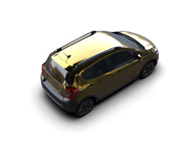 Modern araba beyaz arka planda izole edilmiş. 3d illüstrasyon. 