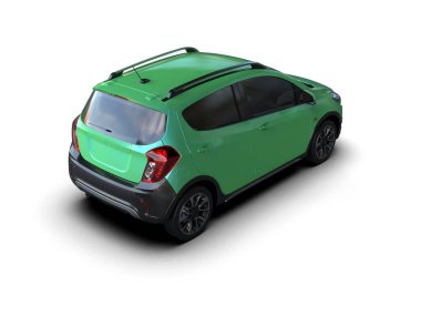 Modern araba beyaz arka planda izole edilmiş. 3d illüstrasyon. 