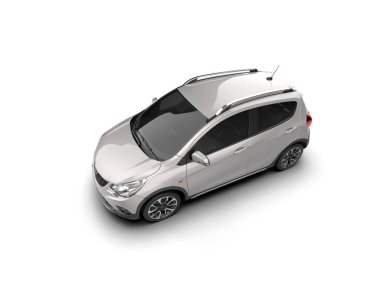 Modern araba beyaz arka planda izole edilmiş. 3d illüstrasyon. 