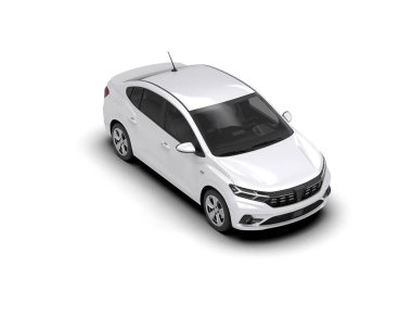 Modern araba beyaz arka planda izole edilmiş. 3d illüstrasyon. 