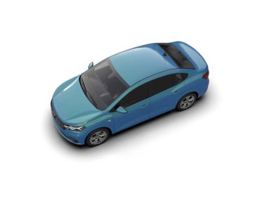 Modern araba beyaz arka planda izole edilmiş. 3d illüstrasyon. 