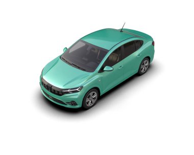 Modern araba beyaz arka planda izole edilmiş. 3d illüstrasyon. 