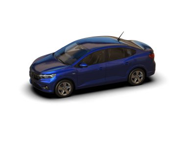 Modern araba beyaz arka planda izole edilmiş. 3d illüstrasyon. 