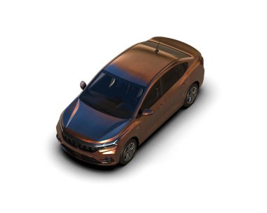 Modern araba beyaz arka planda izole edilmiş. 3d illüstrasyon. 