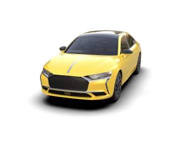 Üç boyutlu illüstrasyon. Modern araba beyaz arkaplanda izole edildi. 