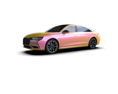 Üç boyutlu illüstrasyon. Modern araba beyaz arkaplanda izole edildi. 