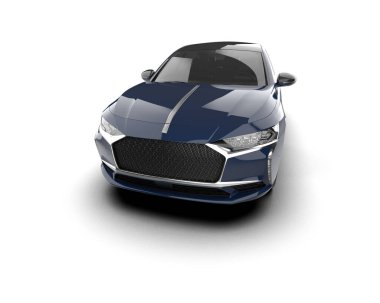 Modern araba beyaz arka planda izole edilmiş. 3d illüstrasyon. 