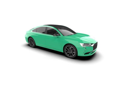 Modern araba beyaz arka planda izole edilmiş. 3d illüstrasyon. 