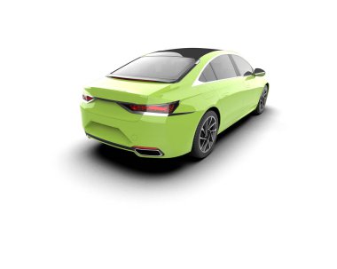 Modern araba beyaz arka planda izole edilmiş. 3d illüstrasyon. 