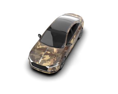 Modern araba beyaz arka planda izole edilmiş. 3d illüstrasyon. 