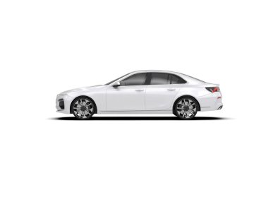 Üç boyutlu illüstrasyon. Modern araba beyaz arkaplanda izole edildi. 