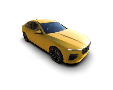 Üç boyutlu illüstrasyon. Modern araba beyaz arkaplanda izole edildi. 