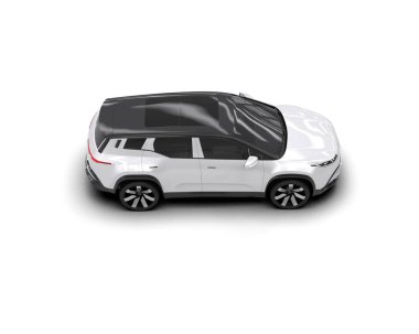 Üç boyutlu illüstrasyon. Modern araba beyaz arkaplanda izole edildi. 