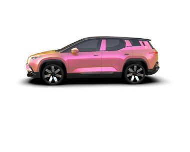 Üç boyutlu illüstrasyon. Modern araba beyaz arkaplanda izole edildi. 