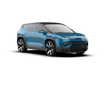 Modern araba beyaz arka planda izole edilmiş. 3d illüstrasyon. 