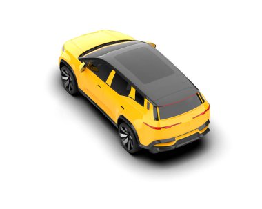 Modern araba beyaz arka planda izole edilmiş. 3d illüstrasyon. 