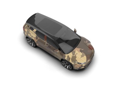 Modern araba beyaz arka planda izole edilmiş. 3d illüstrasyon. 