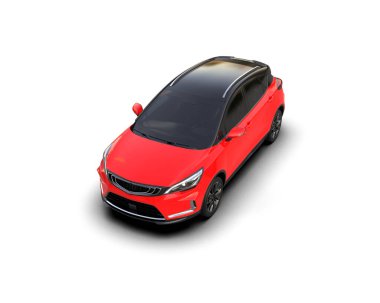 Modern araba beyaz arka planda izole edilmiş. 3d illüstrasyon. 