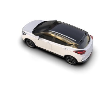 Modern araba beyaz arka planda izole edilmiş. 3d illüstrasyon. 