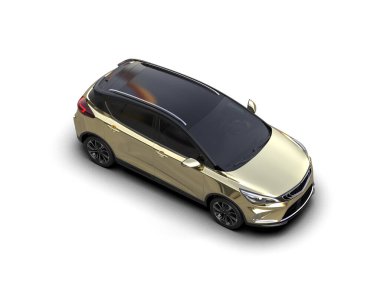 Modern araba beyaz arka planda izole edilmiş. 3d illüstrasyon. 