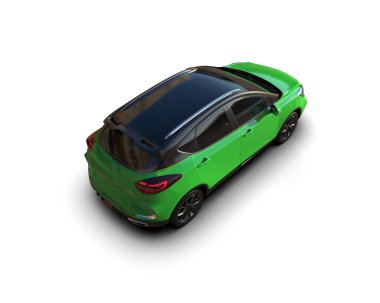 Modern araba beyaz arka planda izole edilmiş. 3d illüstrasyon. 